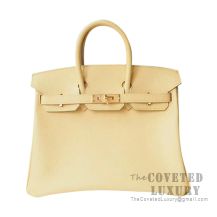 Hermes Birkin 25 Handbag 1Z Jaune Poussin Epsom GHW