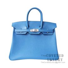 Hermes Birkin 25 Handbag 7W Blue Izmir Epsom SHW