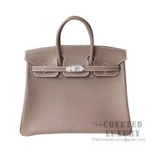 Hermes Birkin 25 Handbag CK18 Etoupe Epsom SHW