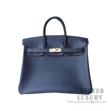 Hermes Birkin 25 Handbag CC76 Blue Indigo Epsom GHW