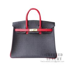 Hermes Birkin 25 Handbag 89 Noir And Q5 Rouge Casaque And 3Q Pink Sakura Epsom GHW