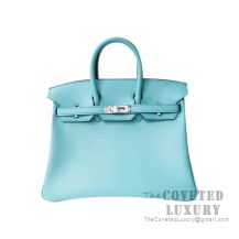 Hermes Birkin 25 Handbag 3P Blue Atoll Swift SHW