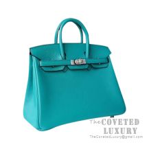 Hermes Birkin 25 Handbag 7F Blue Paon Swift SHW
