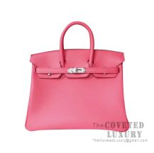 Hermes Birkin 25 Handbag 8W Rose Azalee Swift SHW