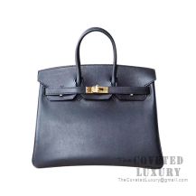 Hermes Birkin 25 Handbag 89 Noir Swift GHW