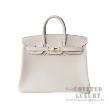 Hermes Birkin 25 Handbag CC10 Craie Swift GHW