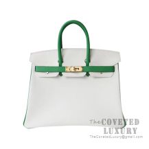 Hermes Birkin 25 Handbag 01 Blanc And 1K Bamboo Togo GHW