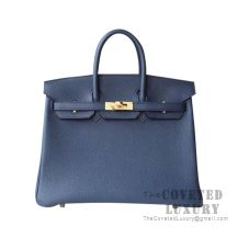 Hermes Birkin 25 Handbag 1P Blue Ocean Togo GHW