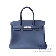 Hermes Birkin 25 Handbag 1P Blue Ocean Togo SHW