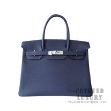 Hermes Birkin 25 Handbag 2Z Blue Nuit Togo SHW