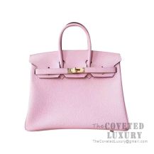 Hermes Birkin 25 Handbag 3Q Rose Sakura Togo GHW