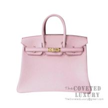 Hermes Birkin 25 Handbag 3Q Pink Sakura And Q5 Rouge Casaque Togo GHW