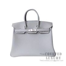 Hermes Birkin 25 Handbag 4Z Gris Mouette Togo SHW