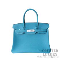 Hermes Birkin 25 Handbag 7B Turquoise Blue Togo SHW