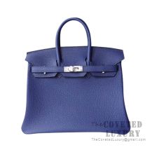 Hermes Birkin 25 Handbag CC73 Blue Saphir Togo SHW