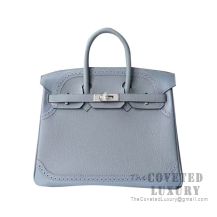 Hermes Birkin 25 Handbag J7 Bleu Lin Togo SHW