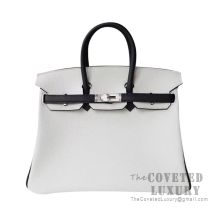 Hermes Birkin 25 Handbag 01 Blanc And 89 Noir Togo SHW