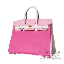 Hermes Birkin 25 Bag Bicolor Rose Confetti Togo GHW