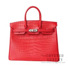 Hermes Birkin 25 Handbag I6 Rose Extreme Matte Alligator SHW