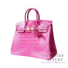 Hermes Birkin 25 Handbag J5 Rose Scheherazade Shiny Alligator GHW