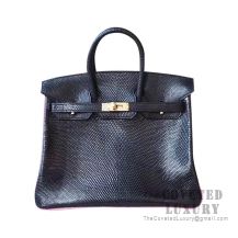 Hermes Birkin 25 Handbag 89 Noir And 5P Pink Lizard GHW