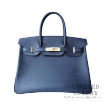 Hermes Birkin 30 Bag CK73 Blue Saphir Epsom GHW