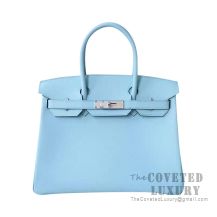 Hermes Birkin 30 Bag U2 Blue Zephyr Epsom SHW