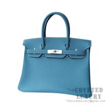 Hermes Birkin 30 Bag CC75 Blue Jean Epsom SHW