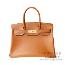 Hermes Birkin 30 Bag CC37 Gold Evercolor GHW