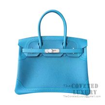 Hermes Birkin 30 Bag 7B Turquoise Blue Ghillies SHW