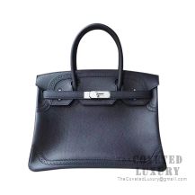 Hermes Birkin 30 Bag Noir Swift And Togo Ghillies SHW