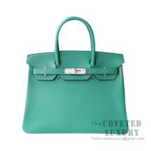 Hermes Birkin 30 Bag U4 Vert Vertigo Swift SHW