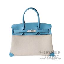 Hermes Birkin 30 Bag 7G Blue Ciel Swift SHW