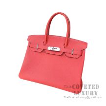 Hermes Birkin 30 Bag T5 Rose Jaipur Clemence SHW