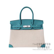 Hermes Birkin 30 Bag 7F Blue Paon Clemence SHW