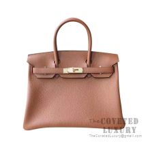 Hermes Birkin 30 Bag 4I Marron D'Inde And 8V Orange Poppy Togo GHW