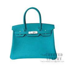 Hermes Birkin 30 Bag 7F Blue Paon Togo SHW