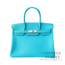 Hermes Birkin 30 Bag 7V Lagon Togo SHW