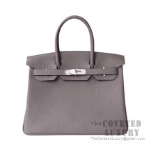 Hermes Birkin 30 Bag 8F Etain And 7W Blue Izmir Togo SHW