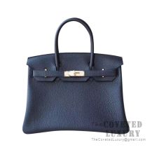 Hermes Birkin 30 Bag 89 Noir And R2 Blue Agate Togo GHW