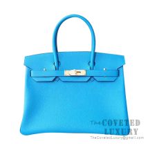 Hermes Birkin 30 Bag B3 Blue Zanzibar Togo GHW