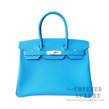 Hermes Birkin 30 Bag B3 Blue Zanzibar Togo SHW