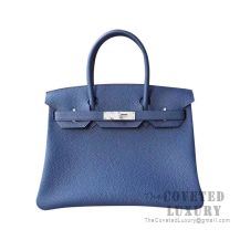 Hermes Birkin 30 Bag CC73 Blue Saphir Togo SHW