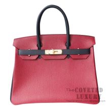 Hermes Birkin 30 Bag K1 Rouge Grenat And 67 Vert Fonce Togo GHW