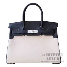 Hermes Birkin 30 Bag 89 Noir Togo And Canvas SHW