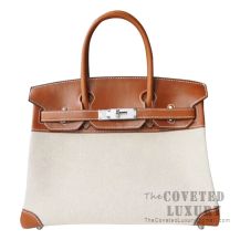 Hermes Birkin 30 Bag CC37 Gold Barenia Natural And Canvas SHW