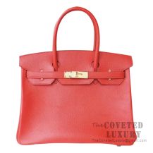 Hermes Birkin 30 Bag S5 Rouge Tomate Chevere GHW