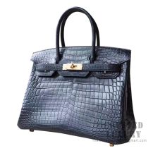 Hermes Birkin 30 Handbag 89 Noir Matte Niloticus GHW