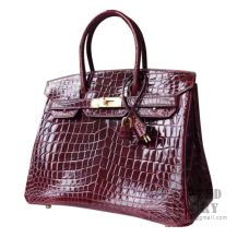 Hermes Birkin 30 Handbag F5 Bourgogne Shiny Niloticus GHW