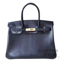 Hermes Birkin 30 Handbag 89 Noir Lizard GHW